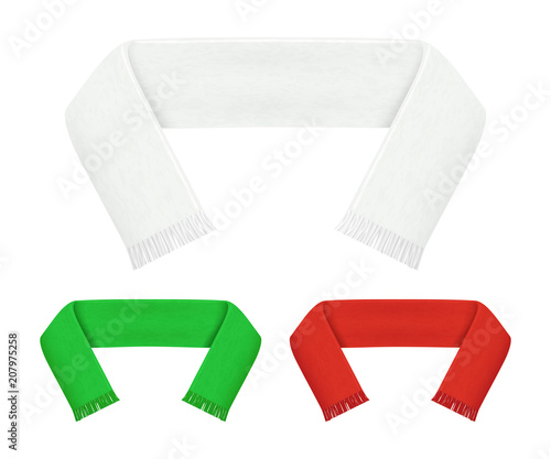 Realistic Detailed 3d Football Fans Scarf Set. Vector