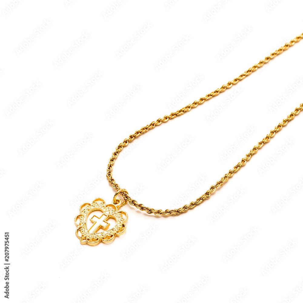 Gold Heart Cross Chain Necklace Gold Heart Cross Chain Necklace