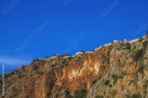Cliffs with castle wall