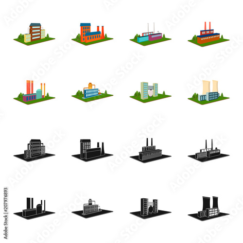 Processing factory,metallurgical plant. Factory and industry set collection icons in black,cartoon style isometric vector symbol stock illustration web.