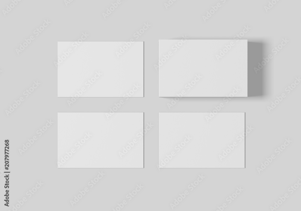 Business card mockup template for branding identity on white background for graphic designers presentations and portfolios. 3D rendering. Business card mockup template for branding identity on white background for graphic designers presentations and portfolios. 3D rendering.