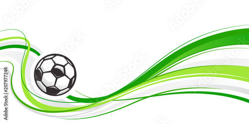 Soccer abstract background with ball and green waves. Abstract wave football element for design. Football ball.