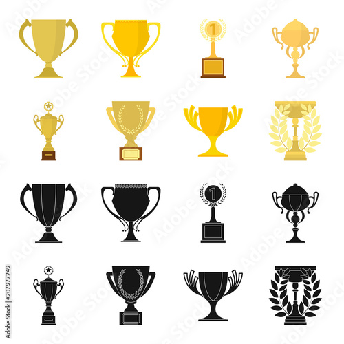 Gold Cup black,cartoon icons in set collection for design. Winners Cup vector symbol stock web illustration.