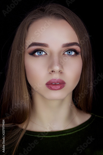 Beautiful model with large blue eyes