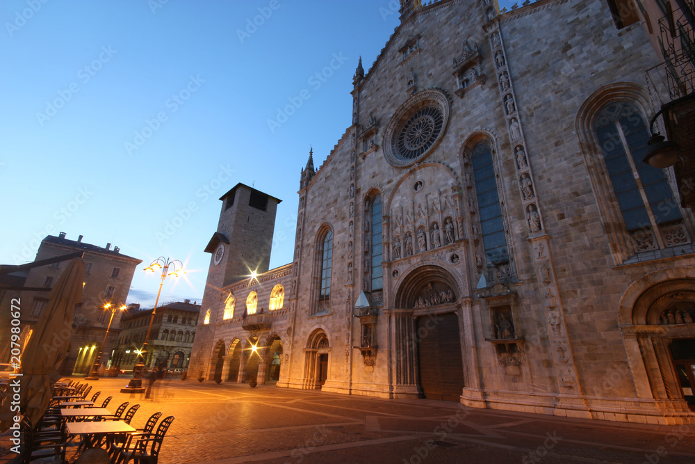 a beautiful picture of the Church of San Fedele, at dusk, Como, Italy
