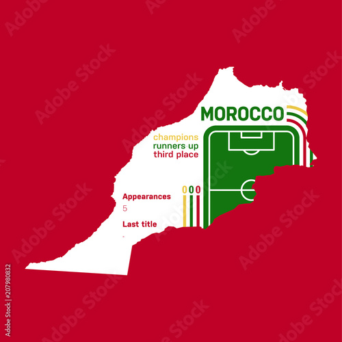 Morocco at soccer cups as of 2018 – customizable infographics with the number of medals, appearances and the year of the last title