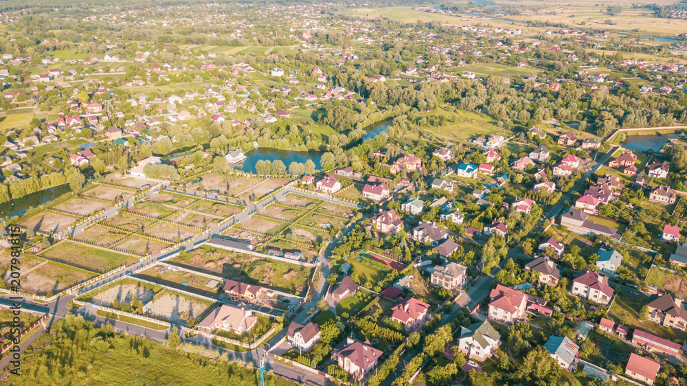 Stock aerial image of a residential neighborhood