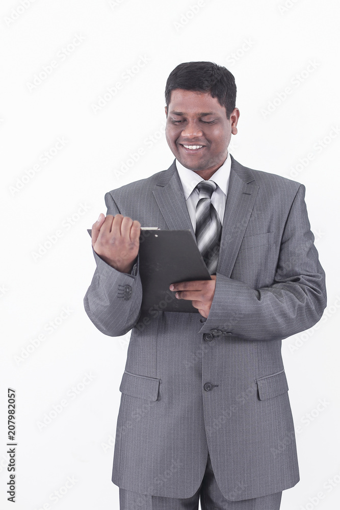 Executive businessman with documents.isolated on white Executive businessman with documents.isolated on white