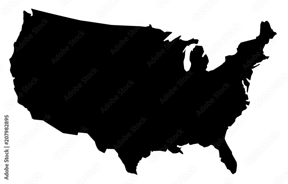 United States of America map , black usa map on white background Stock ...