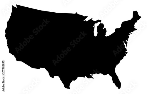 United States of America map , black usa map on white background
