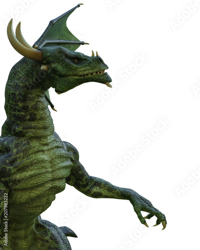 green dragon in a white background