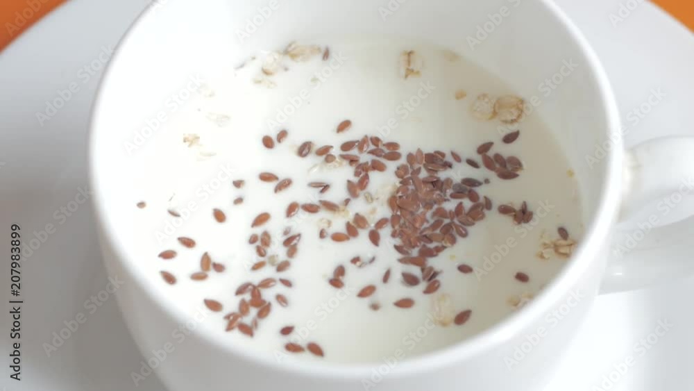 Fresh yogurt with banana and flax seeds Fresh yogurt with banana and flax seeds