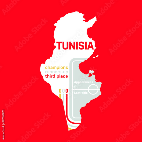 Tunisia at soccer cups as of 2018 – customizable infographics with the number of medals, appearances and the year of the last title