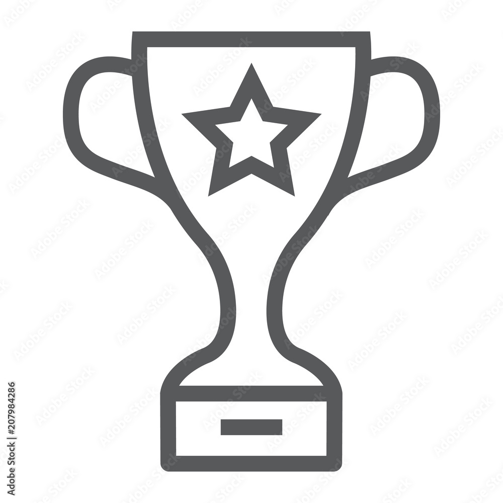 Winner trophy cup line icon, school and sport, award cup sign vector graphics, a linear pattern on a white background, eps 10. Winner trophy cup line icon, school and sport, award cup sign vector graphics, a linear pattern on a white background, eps 10.