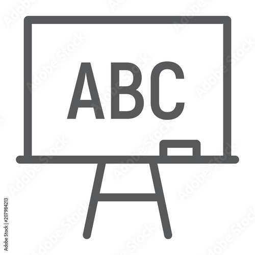 Blackboard line icon, school and education, board stand sign vector graphics, a linear pattern on a white background, eps 10.
