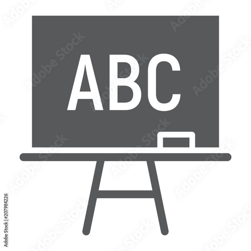 Blackboard glyph icon, school and education, board stand sign vector graphics, a solid pattern on a white background, eps 10.