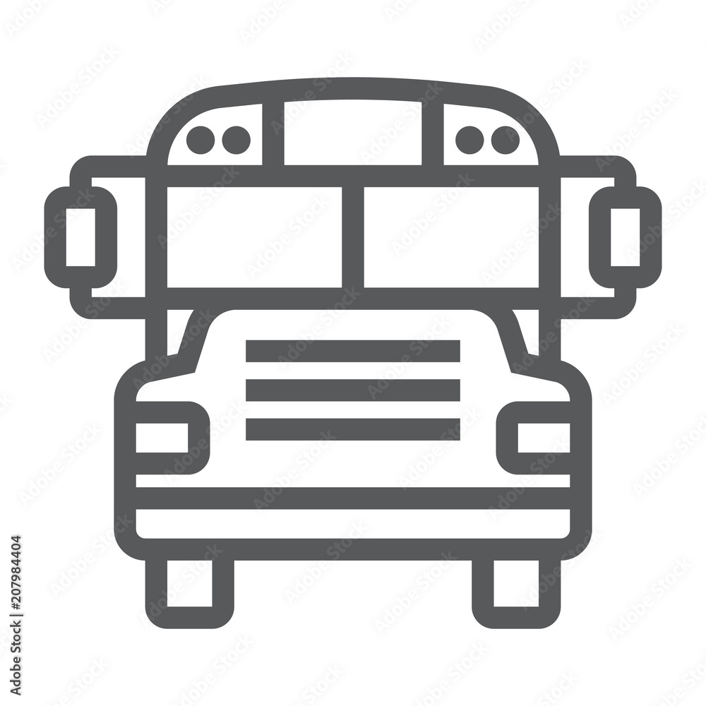 School bus line icon, school and education, transportation sign vector graphics, a linear pattern on a white background, eps 10. School bus line icon, school and education, transportation sign vector graphics, a linear pattern on a white background, eps 10.