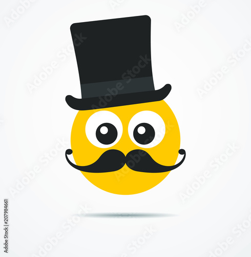 Isolated Gentleman emoticon in a flat design