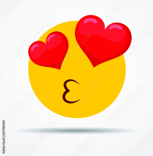 Isolated Kissing emoticon in a flat design