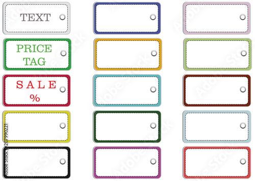 Collection rectangular labels on the page to print, isolated, vector.