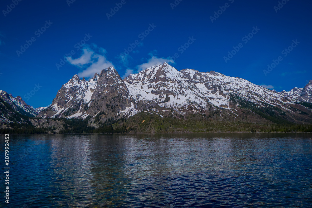 Jenny Lake and mountains of the Grand Teton National Park, Wyoming in Summer