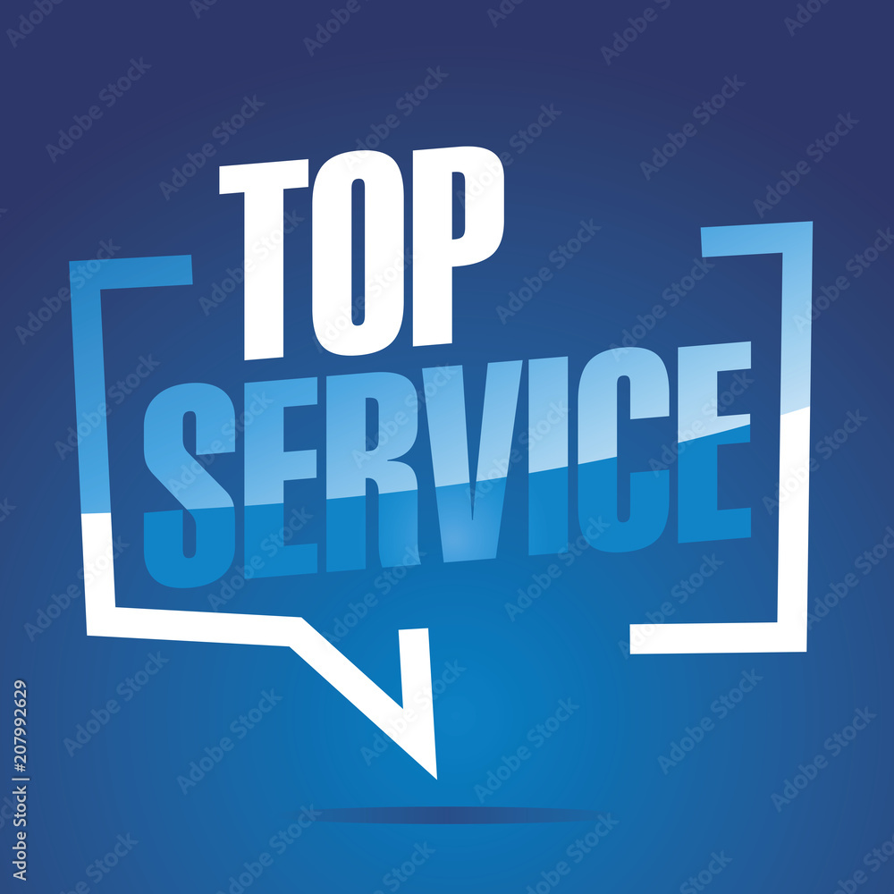 Top service in brackets blue white banner icon