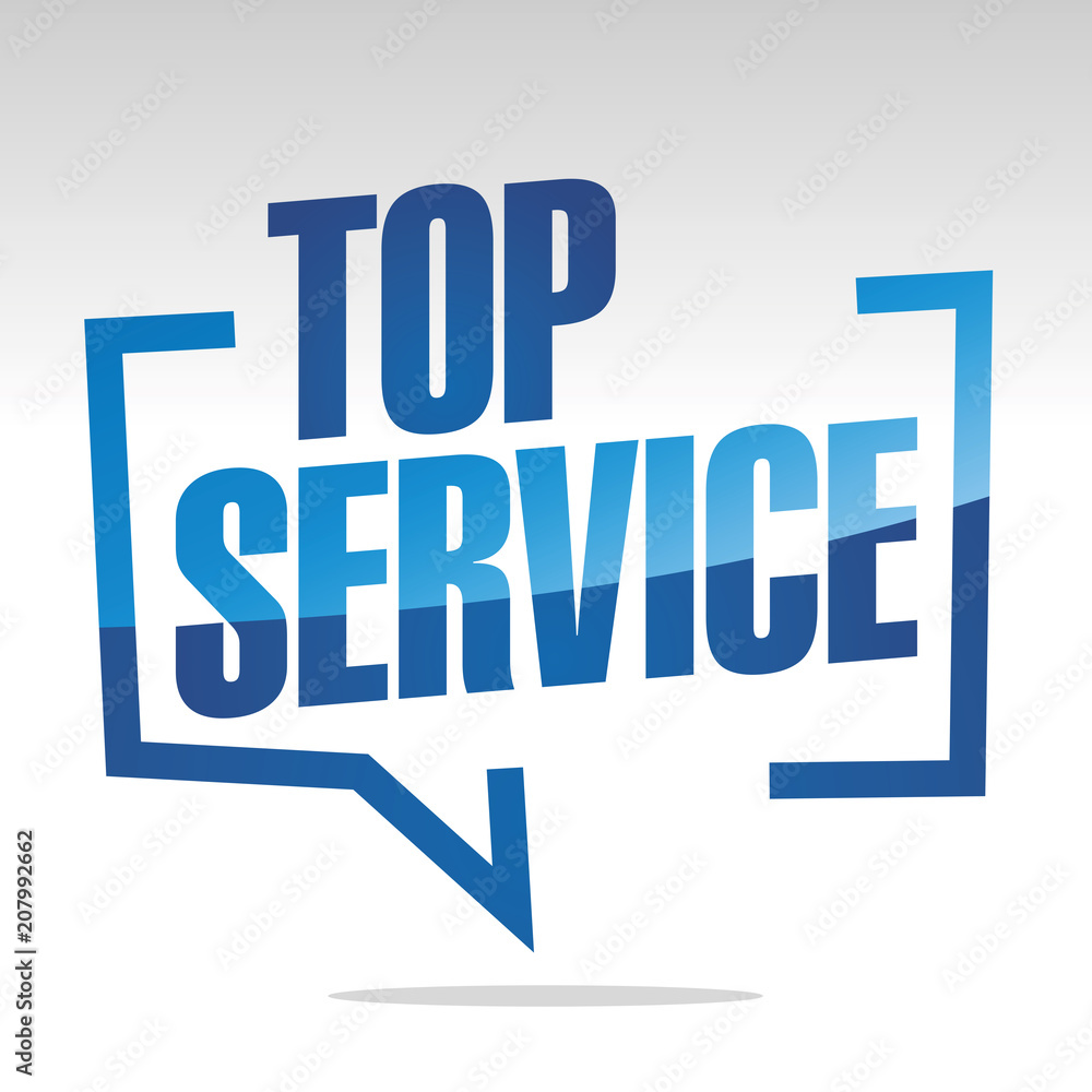 Top service in brackets white blue isolated sticker icon