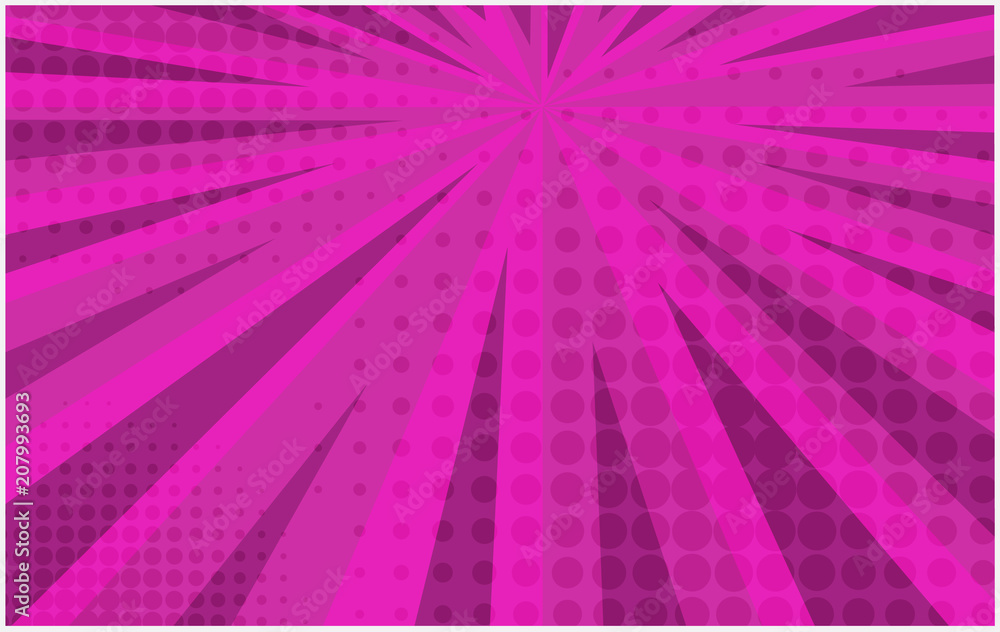 Bright pink striped retro comic background with dotted halftone corners. Abstract neon color wallpaper with stripes and half tone pattern for comics book, advertising design, poster, print Bright pink striped retro comic background with dotted halftone corners. Abstract neon color wallpaper with stripes and half tone pattern for comics book, advertising design, poster, print