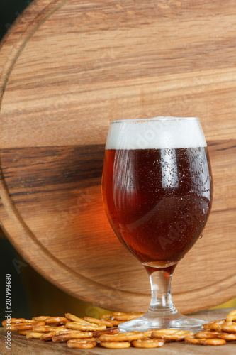 Beer glass with german pretzel