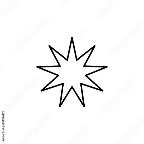 bahai star outline icon. Element of religion sign for mobile concept and web apps. Thin line bahai star outline icon can be used for web and mobile