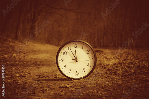 Wallpaper Mural Spring Time Change. Summer back concept. Vintage alarm Clock outdoors Torontodigital.ca