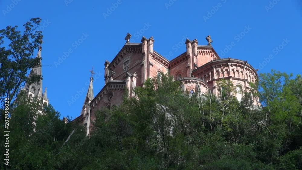 Beautiful Covadonga Spain Church View from Below Beautiful Covadonga Spain Church View from Below
