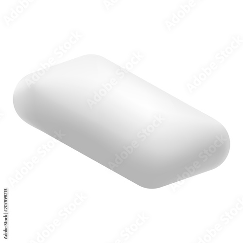 Chewing single gum mockup. Realistic illustration of chewing single gum vector mockup for web design isolated on white background