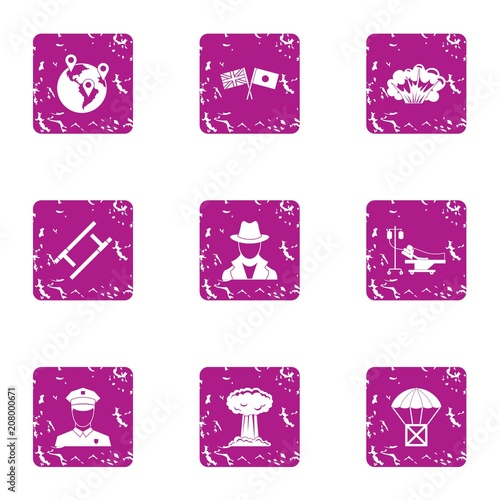 Mindset icons set. Grunge set of 9 mindset vector icons for web isolated on white background