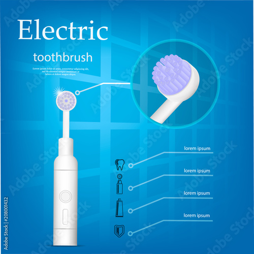 Electric toothbrush concept background. Realistic illustration of electric toothbrush vector concept background for web design