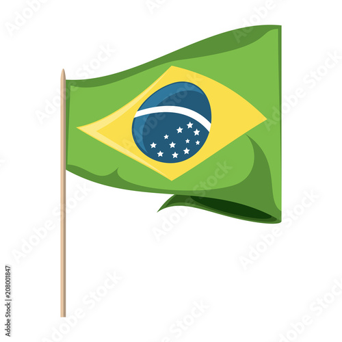 Brazil flag icon over white background, vector illustration