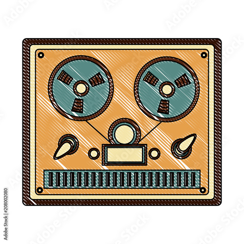 reel to reel tape recorder retro vintage vector illustration