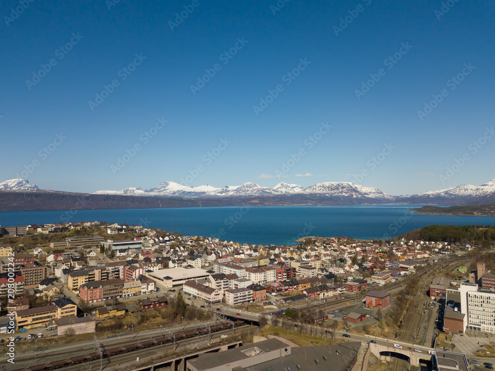 The city of Narvik in Norway from above