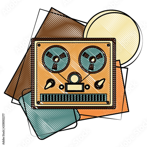 reel to reel tape recorder retro vintage vector illustration