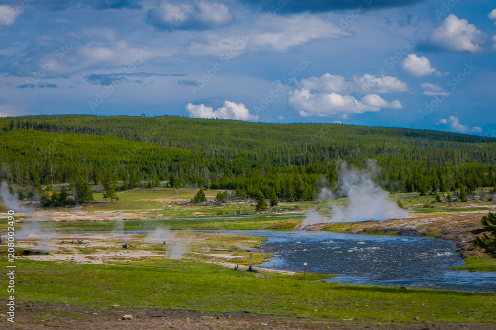 Firehole River near Grand Prismatic Spring in Yellowstone National Park, Wyoming