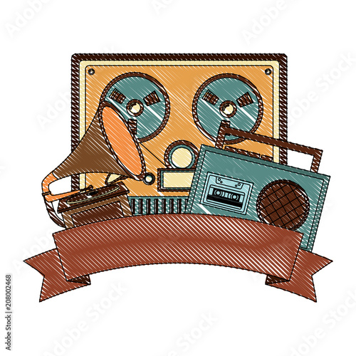 reel to reel tape recorder retro vintage vector illustration