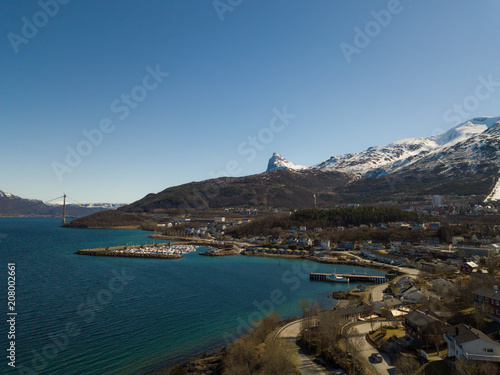 The city of Narvik in Norway from above