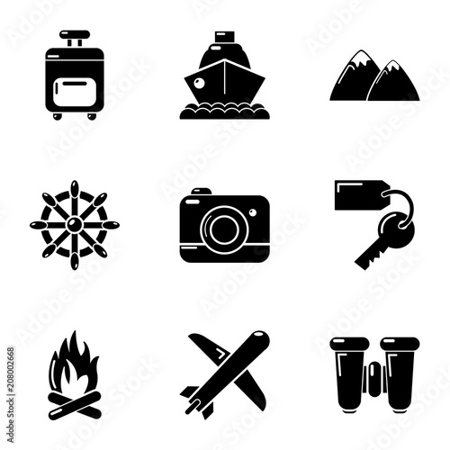 Tourist way icons set. Simple set of 9 tourist way vector icons for web isolated on white background