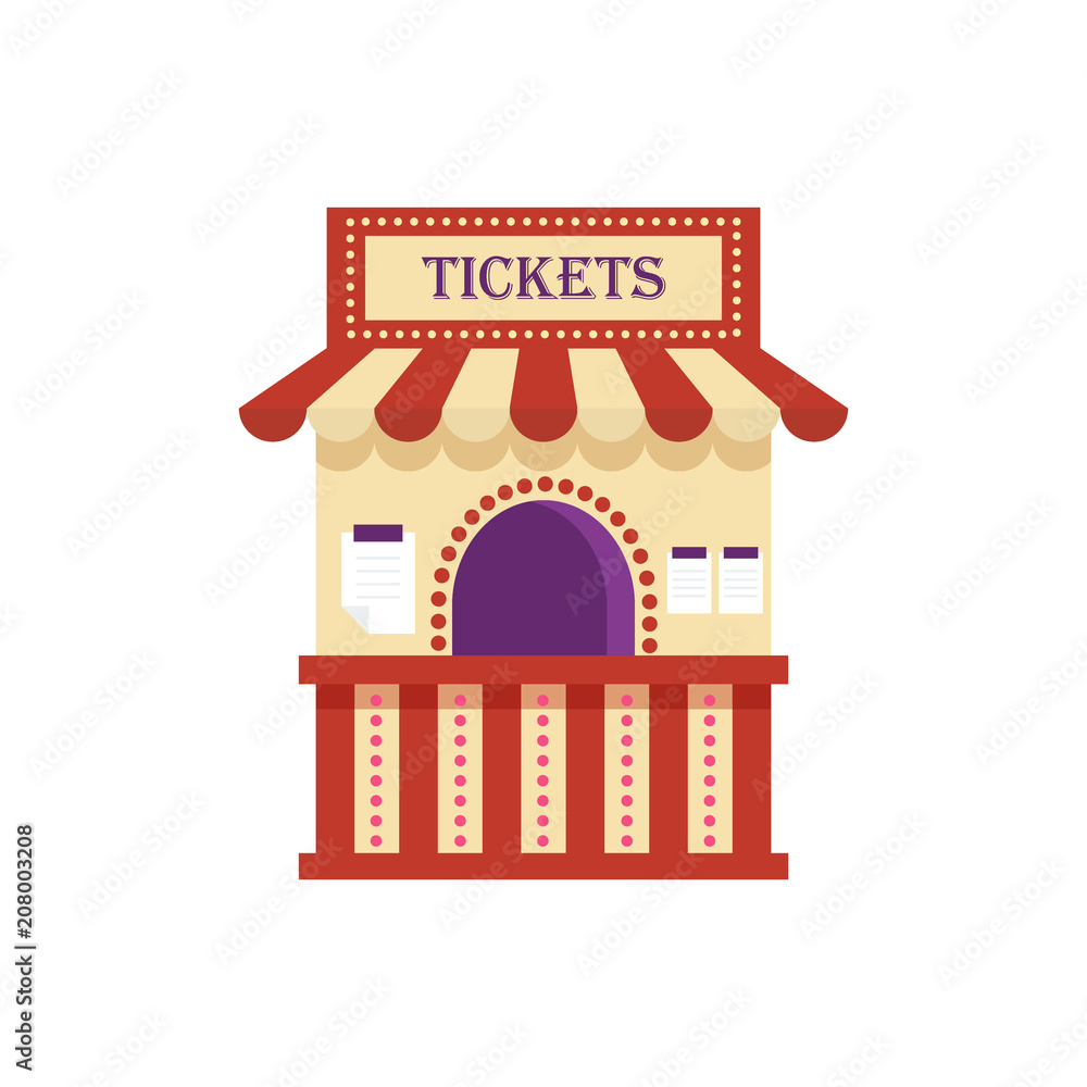 Vecteur Stock Information ticket office isolated on white background.  Cinema, theater, amusement park element, ticket booth kiosk vector  illustration | Adobe Stock
