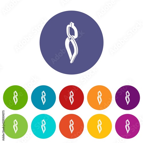 Blacksmith tong icons color set vector for any web design on white background