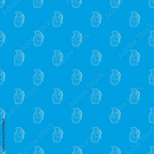 Hand grenade pattern vector seamless blue repeat for any use