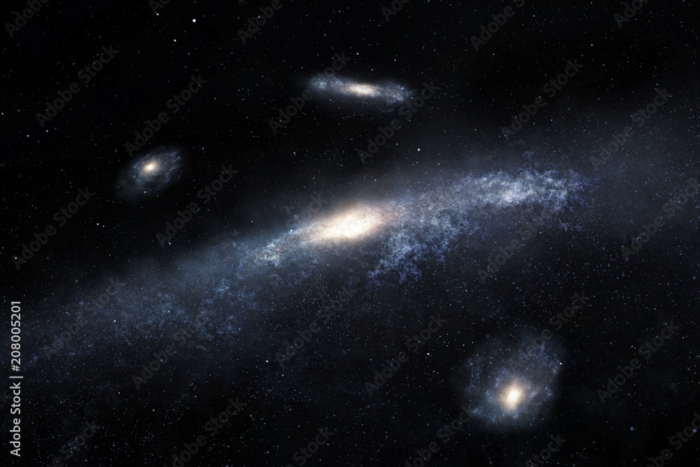 Obraz premium Distant spiral galaxies