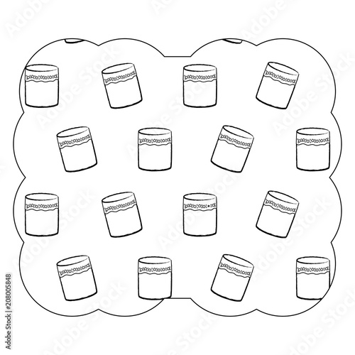 decorative frame with sweet cakes pattern over white background  vector illustration