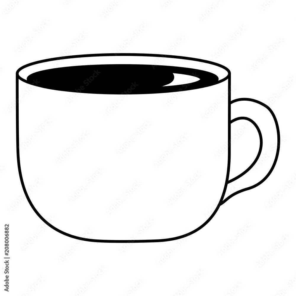coffee cup ceramic beverage fresh vector illustration black and white black and white