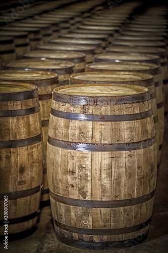 Lines of Whiskey Barrels